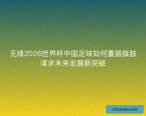 无缘2026世界杯中国足球如何重振旗鼓谋求未来发展新突破